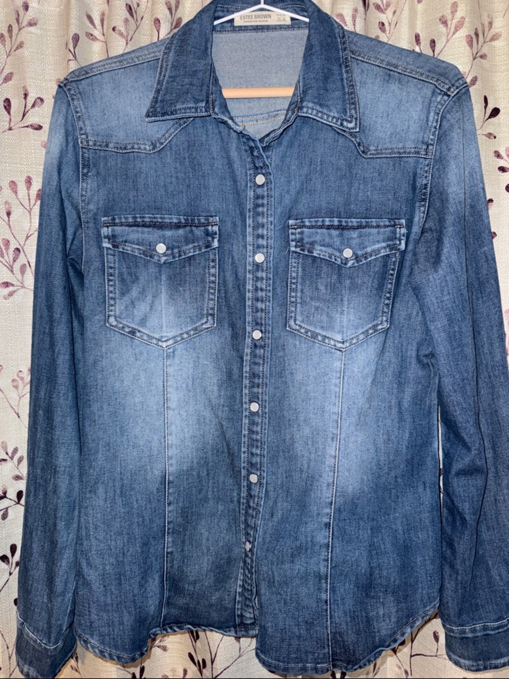ESTEE BROWN Denim Western Pearl Snap Up Shirt